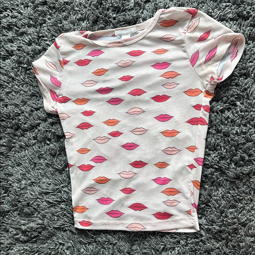 Full Tilt Graphic Mesh Tee with Pink and Orange Design